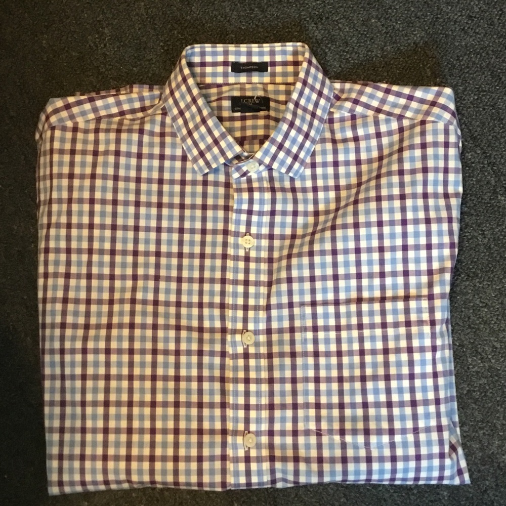 J. Crew Men's Checked Button-Down Shirt in Purple and White